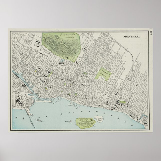 Póster Mapa de época de Montreal (1901) (Frente)