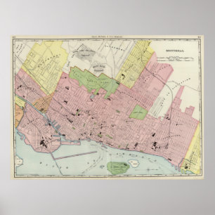 Póster Mapa de época de Montreal (1903)