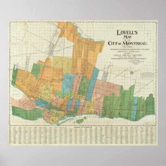 Póster Mapa de época de Montreal (1920) (Frente)