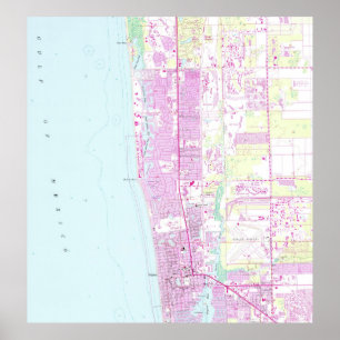 Póster Mapa de época de Nápoles Florida (1958)