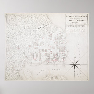 Póster Mapa de época de New Bern NC (1769)