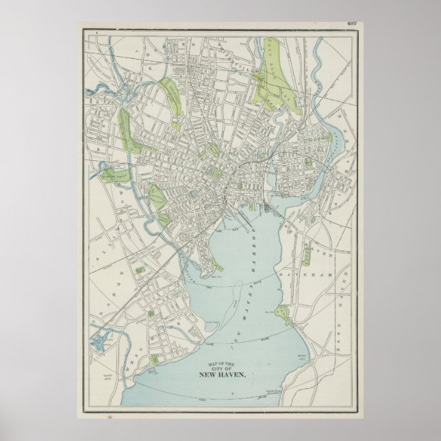 Póster Mapa de época de New Haven Connecticut (1901) (Frente)