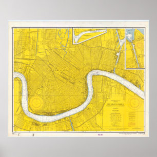 Póster Mapa de época de Nueva Orleans LA (1966)