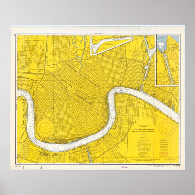 Póster Mapa de época de Nueva Orleans LA (1966) (Frente)