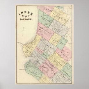 Póster Mapa de época de Oakland California (1878)