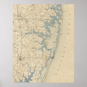 Póster Mapa de época de Ocean City Maryland (1900)