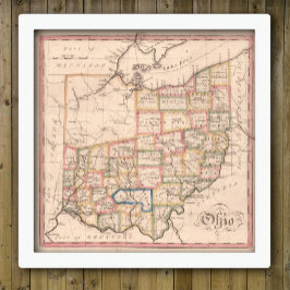 Póster Mapa de época de Ohio