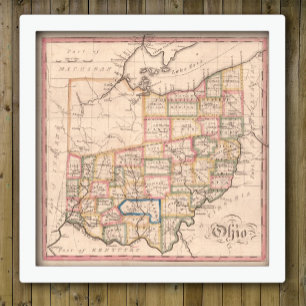 Póster Mapa de época de Ohio