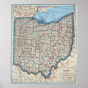 Póster Mapa de época de Ohio (1921)