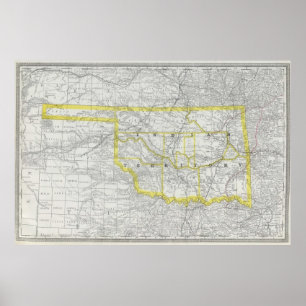 Póster Mapa de época de Oklahoma (1889)