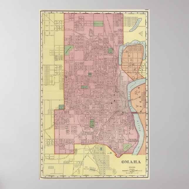 Póster Mapa de época de Omaha Nebraska (1903) (Frente)