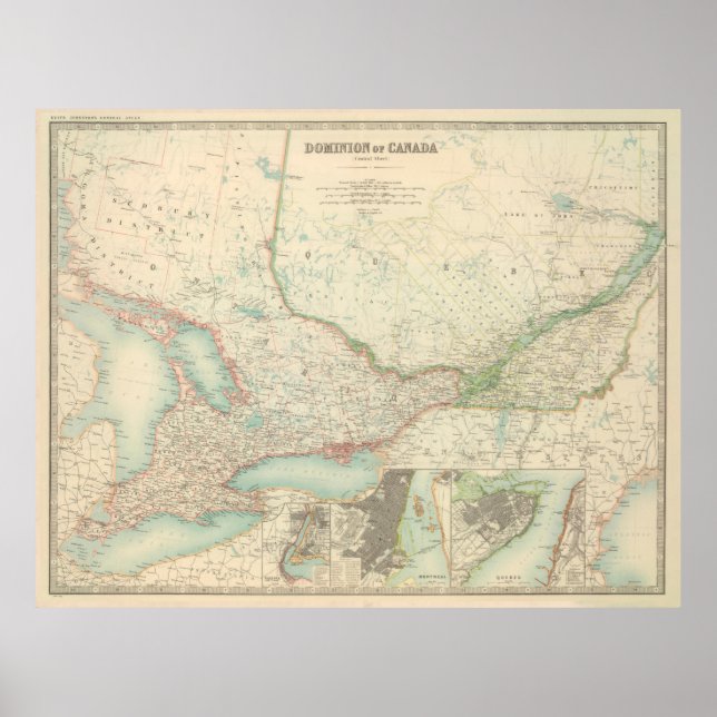 Póster Mapa de época de Ontario y Quebec (1912) (Frente)