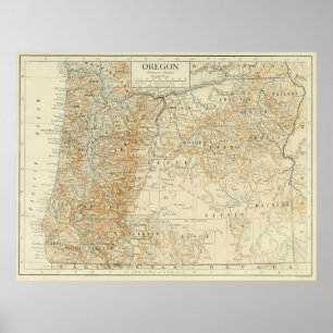 Póster Mapa de época de Oregón (1911)