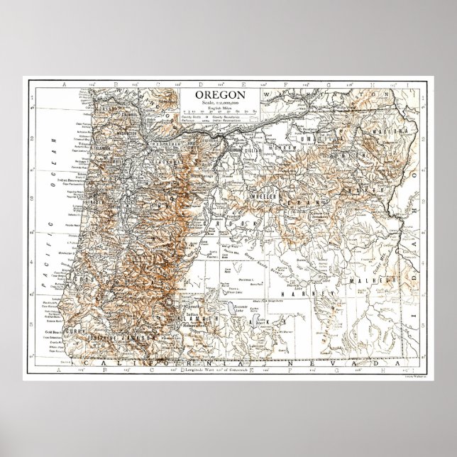 Póster Mapa de época de Oregón (1911) 2 (Frente)