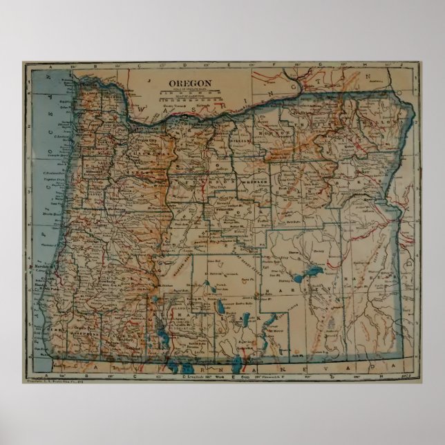 Póster Mapa de época de Oregón (1921) (Frente)