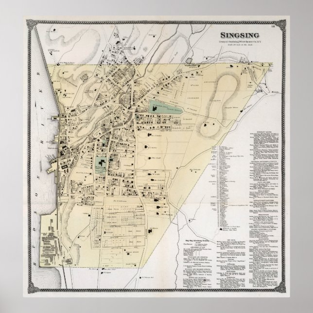 Póster Mapa de época de Ossining NY (1867) (Frente)