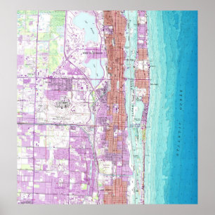 Póster Mapa de época de Palm Beach Florida (1946)