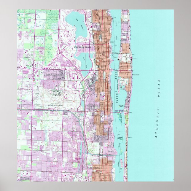 Póster Mapa de época de Palm Beach Florida (1946) 2 (Frente)