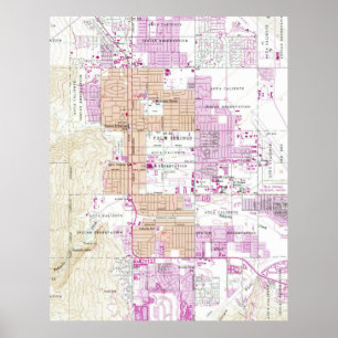Póster Mapa de época de Palm Springs California (1957)