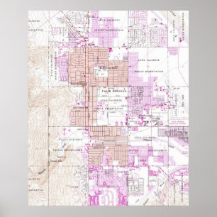 Póster Mapa de época de Palm Springs California (1957) 2