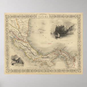 Póster Mapa de época de Panamá (1851)