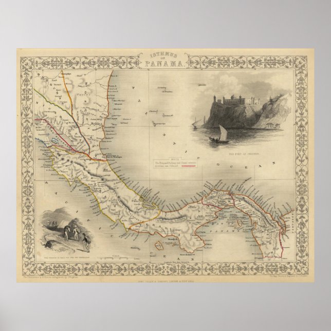 Póster Mapa de época de Panamá (1851) (Frente)