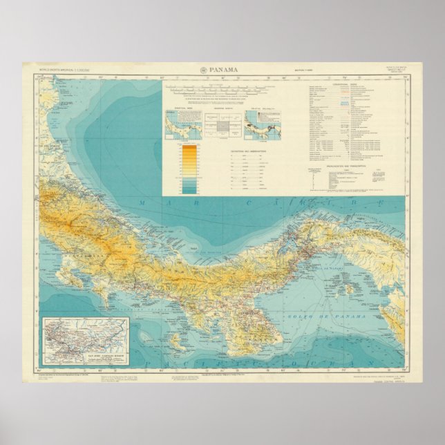 Póster Mapa de época de Panamá (1954) (Frente)