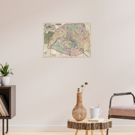 Póster Mapa de época de París (1878)