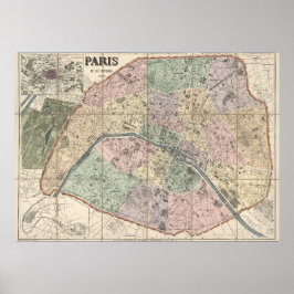 Póster Mapa de época de París (1878)