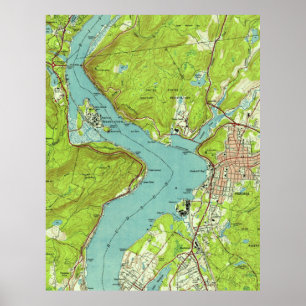 Póster Mapa de época de Peekskill Nueva York (1947)