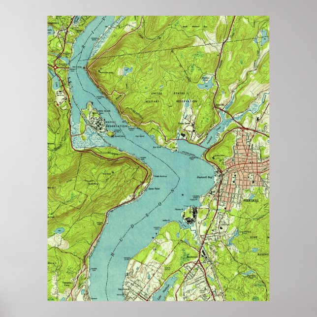 Póster Mapa de época de Peekskill Nueva York (1947) (Frente)