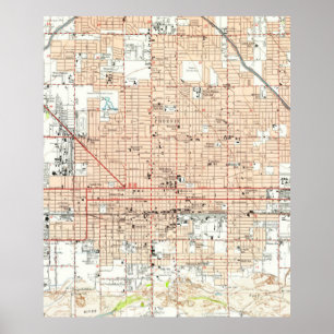 Póster Mapa de época de Phoenix Arizona (1952)