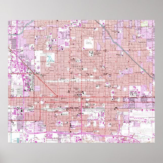 Póster Mapa de época de Phoenix Arizona (1952) 2 (Frente)