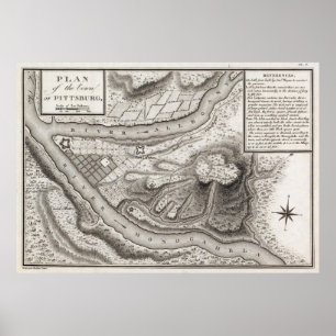 Póster Mapa de época de Pittsburgh PA (1796)