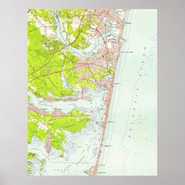 Póster Mapa de época de Point Pleasant NJ (1953) (Frente)
