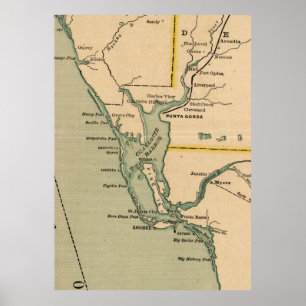 Póster Mapa de época de Port Charlotte Florida (1896)