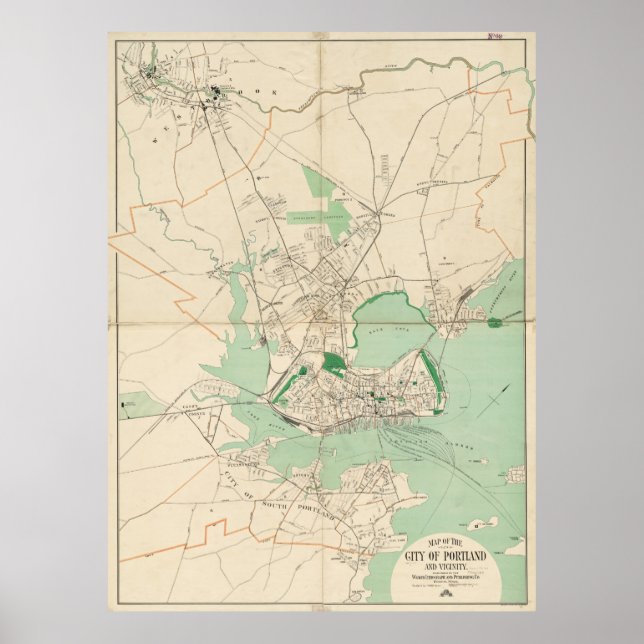 Póster Mapa de época de Portland ME (1906) (Frente)