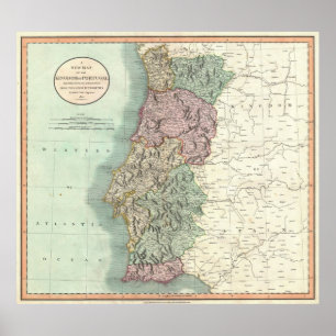 Póster Mapa de época de Portugal (1801)
