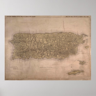 Póster Mapa de época de Puerto Rico (1898)