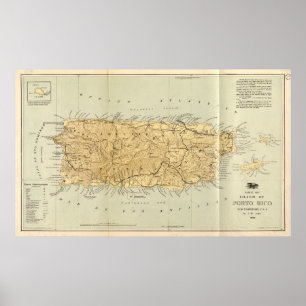 Póster Mapa de época de Puerto Rico (1898)
