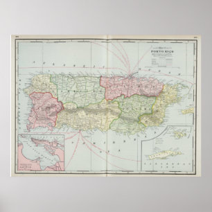 Póster Mapa de época de Puerto Rico (1901)