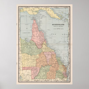 Póster Mapa de época de Queensland Australia (1901)