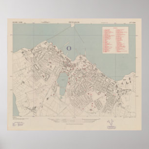 Póster Mapa de época de Reykjavik Islandia (1943)