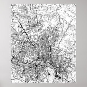 Póster Mapa de época de Richmond Virginia (1934) BW