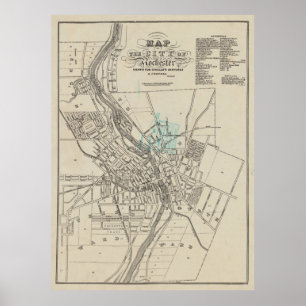 Póster Mapa de época de Rochester NY (1838)