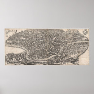 Póster Mapa de época de Roma Italia (1652)