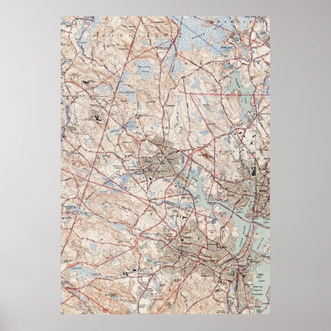 Póster Mapa de época de Salem Massachusetts (1942) (Frente)