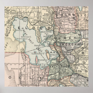 Póster Mapa de época de Salt Lake City (1891)
