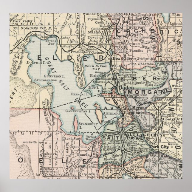 Póster Mapa de época de Salt Lake City (1891) (Frente)