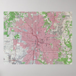 Póster Mapa de época de San Antonio Texas (1953)